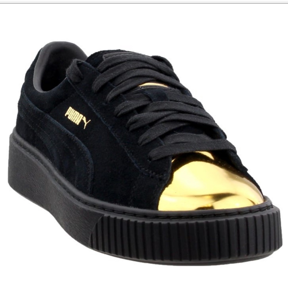 Suede Platform Gold Sneakers